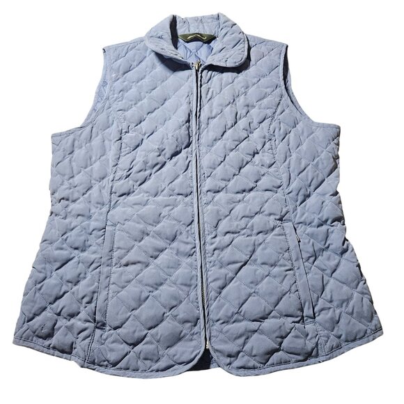 VTG Eddie Bauer Women Premium Goose Down Quilted Vest Blue M Quiet Luxury - Picture 2 of 16